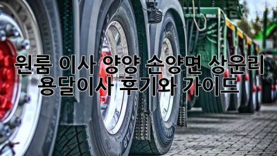 원룸 이사? 양양 손양면 상운리 용달이사 후기와 가이드